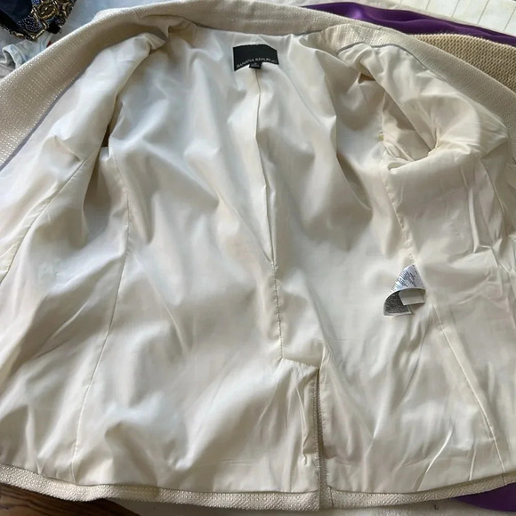 BANANA REPUBLIC Wool Blend Blazer Jacket Two Button Ivory Career Professional, 6 - Picture 10 of 16
